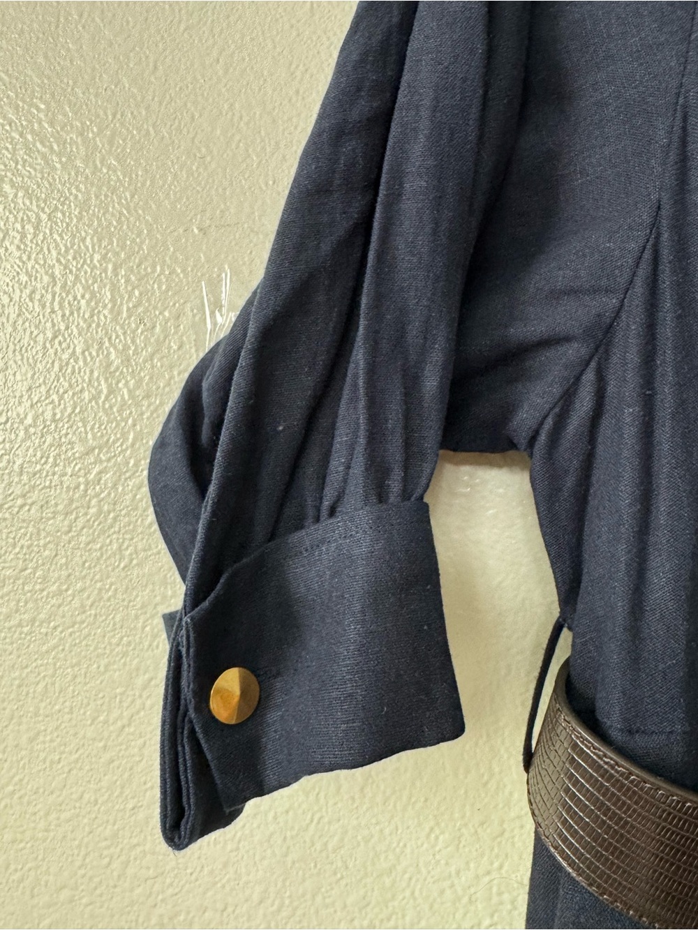 NWT Donna Karan New York Navy Belted Button Front Maxi Shirt Dress Size 6 - Picture 5 of 8